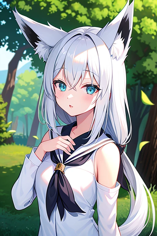 Gray Hair、Fox ears、Light blue eyes、Ho****ve、vtuber、Shirakami Fubuki