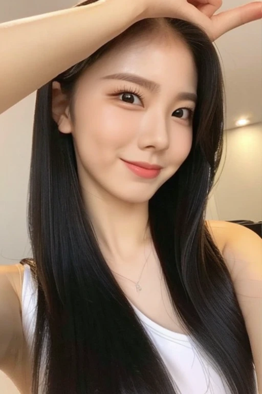 masterpiece, Best Quality, 8k, Ultra-dense skin, Perfect Anatomy,Upper Body, cute,1 girl,Face close-up,AYAKA,Jet black hair,Straight hair, oily, shiny skin,Smooth Skin,Looking at the audience,Sharp focus,Focus,Lying in bed,nude,Expose,18 years old,A seductive smile,double eyelid,Fine grain,Excited,Sexy pose,erotic,Panting