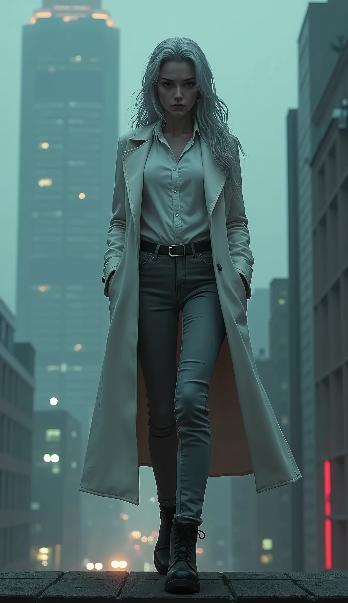 Sonata Dusk as revolver ocelot female with brown suit and brown necktie metal gear solid phantom pain white hair color
