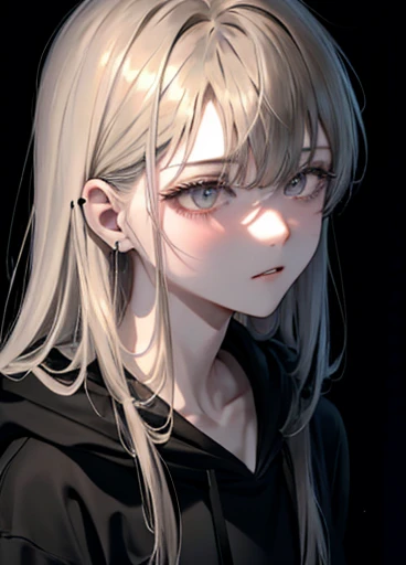 Uma bela jovem elfa de cabelos negros,olhos azuis,seios grandes,roupas rasgadas e sujas, chained in a dungeon, escrava elfa, dark dungeon with low light,arte detalhada,olhar expressivo