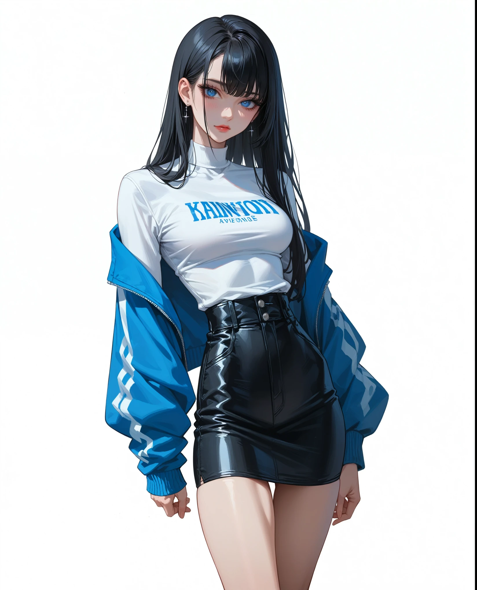 1 character, one девушка, полу аниме в стиле hentai, hentai, character. European-looking girl, best quality, highest quality, 4K, 8k, slim athletic sexy girl, Tall athletic girl with black long hair, with perfect, figure, girl in the photo, best quality, highest quality, 4K, 8k, Darling, looks at the viewer, long black hair, ярко Blue eyes, Blue eyes, one в кадре, one, one character, in stylish clothes, fashion clothes , мoneя, stylish, modern, beautiful blue-eyed girl , adult face, very up