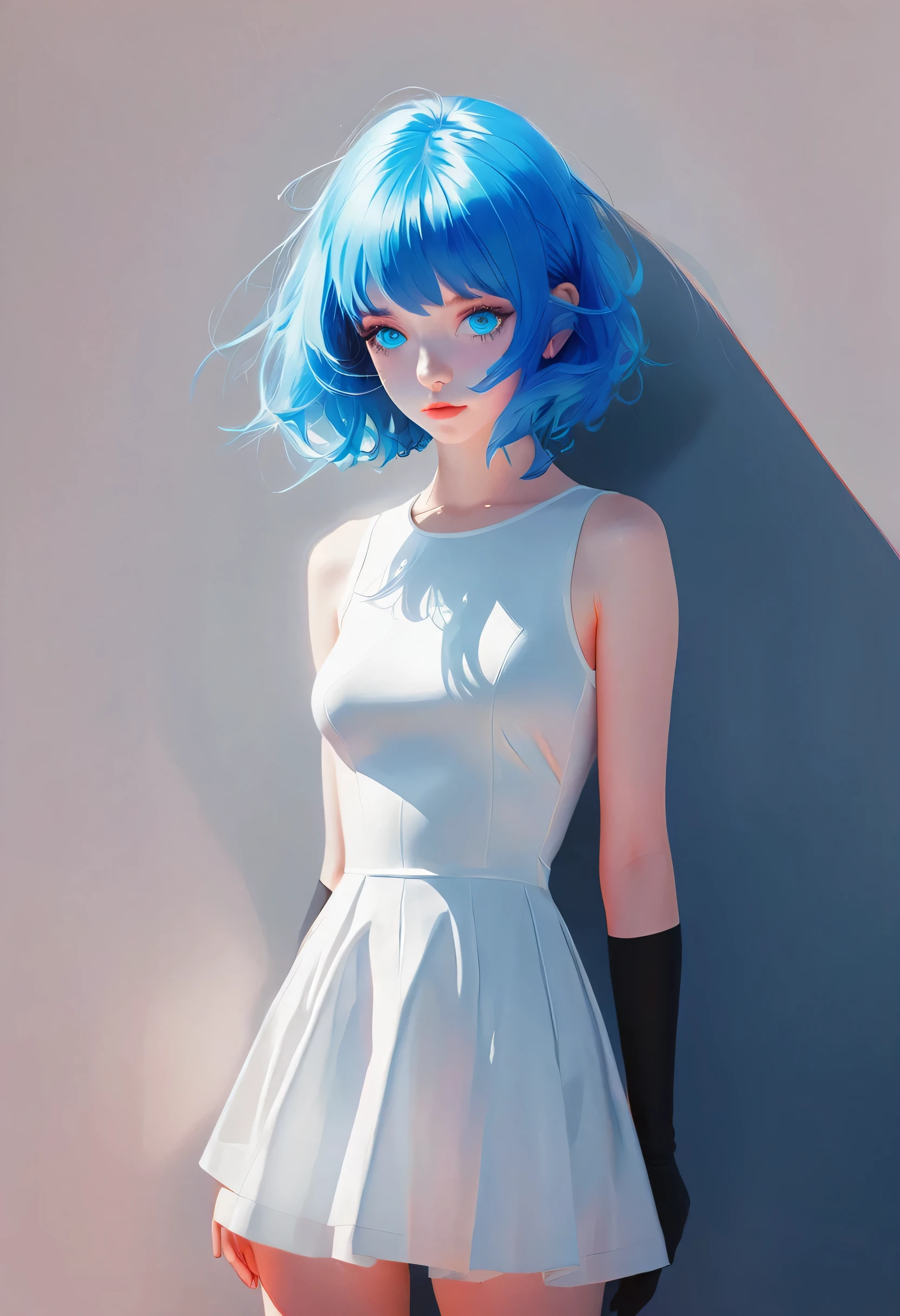 anime girl with blue hair and blue eyes in a black background, a character portrait by Ilya Kuvshinov, trending on pixiv, shin hanga, sayori, kuvshinov ilya, ilya kuvshinov face, girl with blue hair, illya kuvshinov, blue aura, kuvshinov, with blue skin