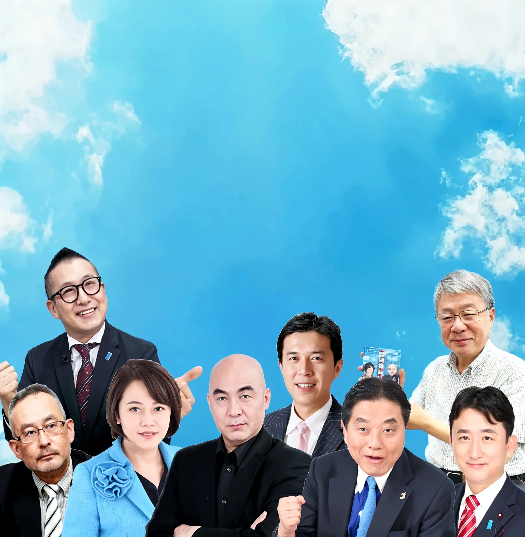 there is a man in a suit and tie giving a thumbs up, ((tatsuro yamashita)), leaked photo, Liang Xing, dent wu, shinkiro toshiaki mori, lei jin, xintong chen, bian luan, peter chan, Bo Feng, he is greeting you warmly, he is dancing, kim jung giu, t - pose