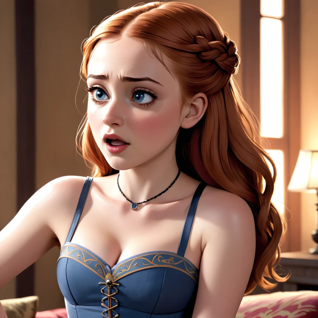 there is a woman with a crown on her head sticking out her tongue, photorealistic anime girl render, 3 d anime realistic, kawaii realistic portrait, realistic anime 3 d style, cute detailed digital art, tongue out, render of a cute 3d anime girl, artwork in the style of guweiz, adorable digital painting, stunning anime face portrait, cute 3 d render, anna from disney frozen, Cum on face, naked