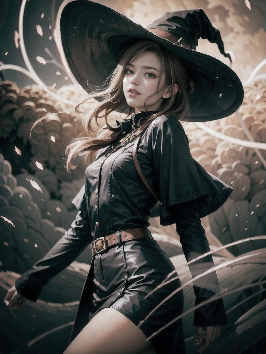 Cute witch on a broom