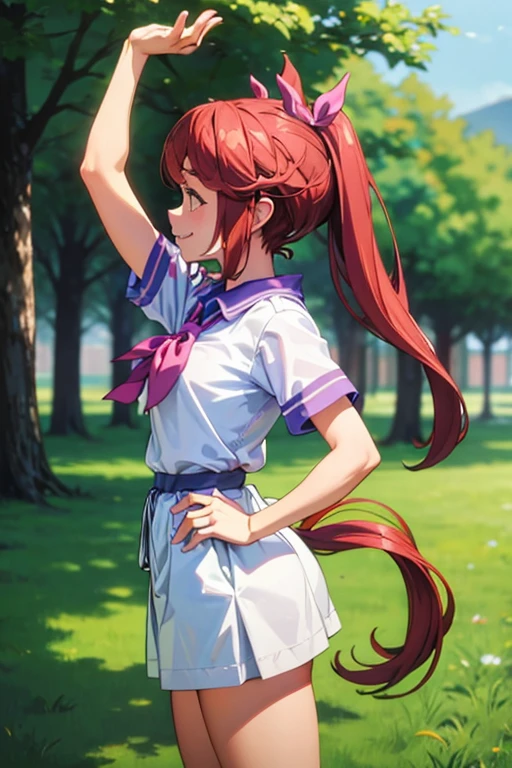 Tokai Teio,smile,high ponytail,fake animal tails,girl,best quality,