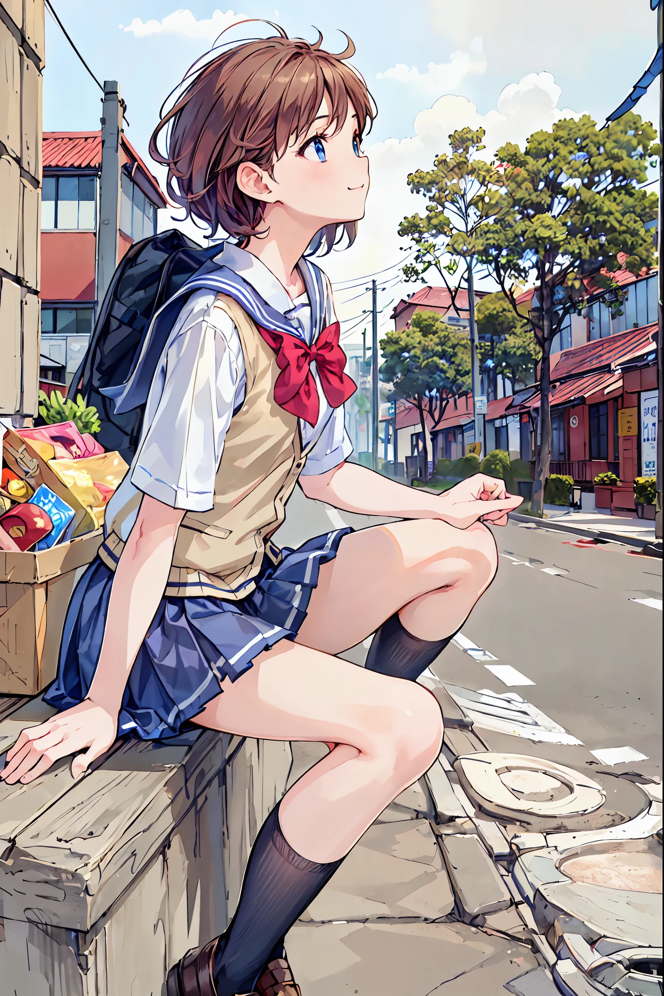 Brown Hair,Shortcuts,Messy Hair,Slender beauty,hole々Positive Attitude,Small box,Beautiful legs,Her enchanting grey-blue eyes shine like stars.,(masterpiece:2.0), (Best Quality:2.0), (Ultra Mini Skirt, Super short length, School Girl Uniform:1.5), (Side view:1.5), (Sexy pose:1.5), (Red face:1.3), (Realistic:1.5), 1 , Precision small handle, Embarrassed look, smile, Very nice girl, Innocent face, Young Face, Clear Eyes, Sparkling Eyes, Small box, Beautiful Skin, Super Resolution, Highest Resolution, Japanese high school students, Blazer Uniform,Brown Hair, In the park