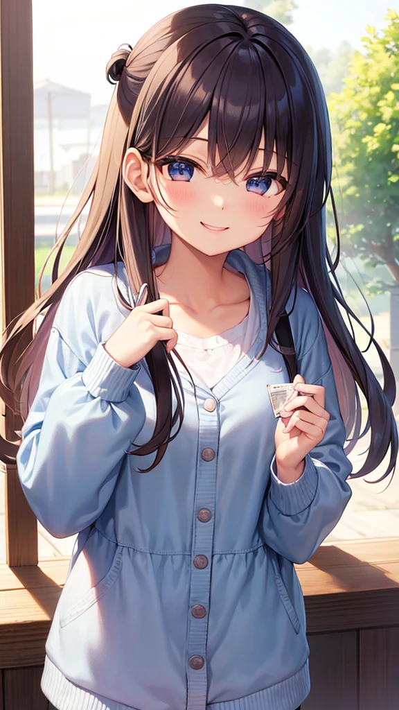 Top Quality, Masterpiece, Ultra High Definition, 8K, Summer Sky, Early Summer, (Pants, Sheer Cardigan, Sneakers), Shojo Manga Style Loli, One, Soft Line Art, Digital Enhancement, Shoujo Manga Touch, Shojo Manga Core, Flowing Fabric, Close Up, (Shoulder Length and Short Braid)), Wet Hair, Soft Drawing, Beautiful Black Hair, Clear Eyes, ((Teasing smile)) , Ultra-detailed digital anime art, clear face depiction, ultra-detailed shoujo manga character art, clear facial features, ultra-detailed manga style, top quality colors, hand gestures, landscape with nature, looking up at the sky, angle to see up to your feet, sit