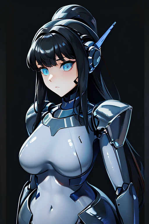 (masterpiece),(Highest quality),(Super detailed),(Best illustrations),(Best Shadow),(Absurd),(Detailed Background),(so beautiful), 16K, 8K, 4K,(Best Shadow),robotization,woman ,big bust,Robot Joint ,Metal skin,Black robot Suit,long hair,a black robot suit that covers the whole body,robot hand,cyber bodysuit,mecha head,(Detailed hands and fingers:1.2),Ball joint robot body,doll joint,beautiful face,beautiful robot girl,robotic eye,robotic hands,(no more human skin),android girl,cyborg girl,F cup, sexy body,(machine made joints:1.2),(machanical limbs:1.1),(blood vessels connected to tubes),(mechanical vertebra attaching to back),(mechanical cervial attaching to neck),no messy picture style,no emotion