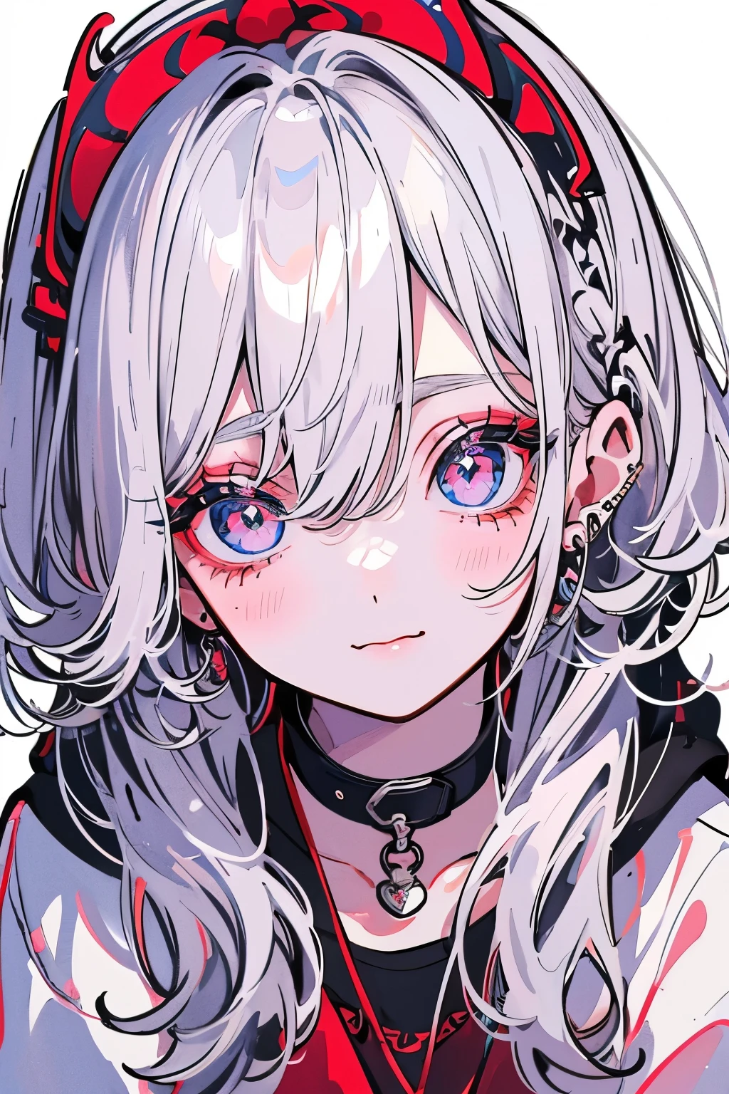 A close up of a person with long hair and a red and black top - SeaArt AI