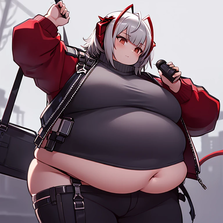 (safe:1.10), Best Quality, Masterpiece High Resolution, Alone, (in_arknights:1.10), Gray Hair, Extremely obese women