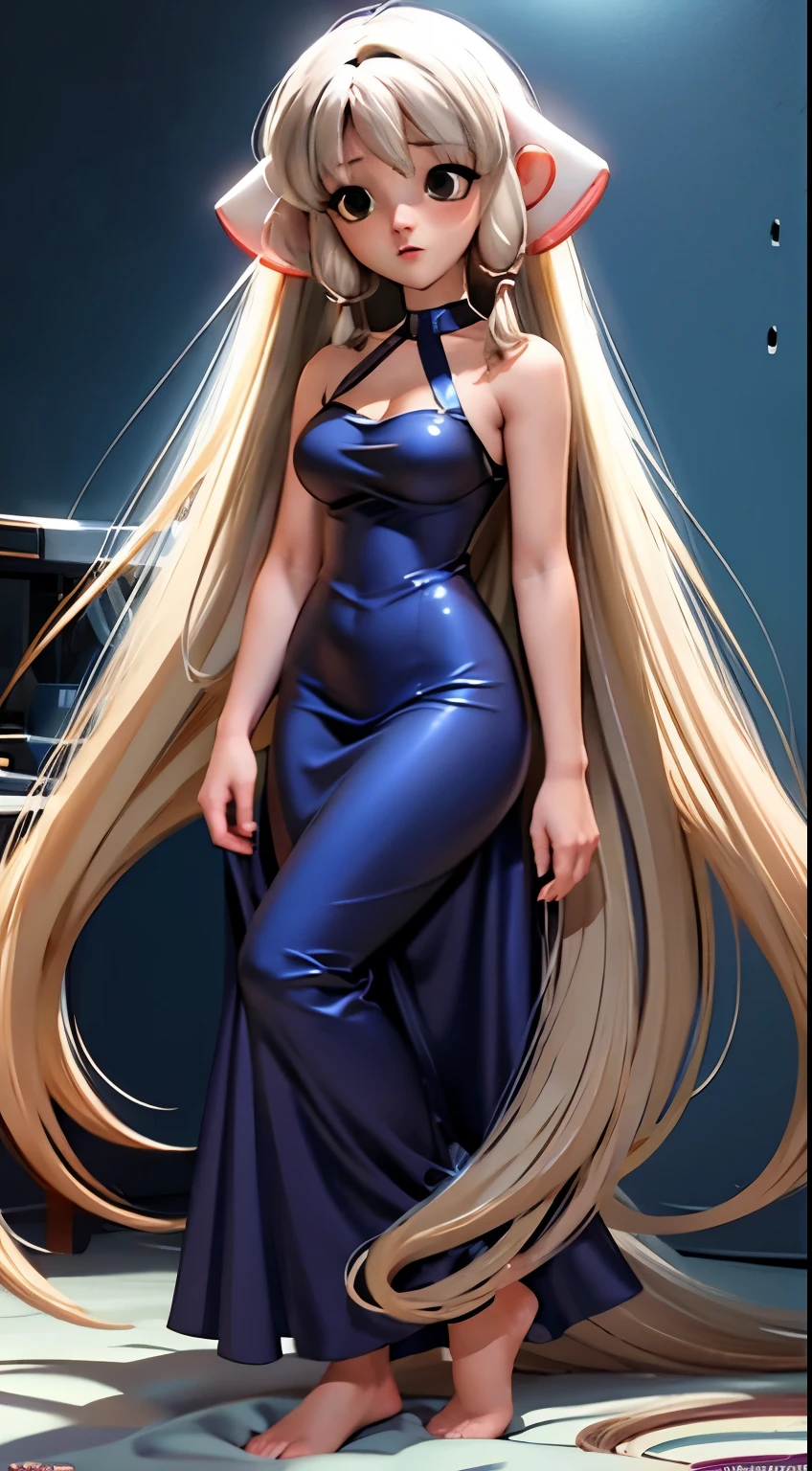 8K, Ultra High Definition, Super detailed, Shiny detailed hair, detailed face, fantasy landscape, solo, looking at viewer, {{best quality}}, {{masterpiece}}, {{ultra-detailed}}, {detailed light}, ultra high quality eyes, detailed eyes, perfect eyes, large eyes, detailed yellow eyes, beautiful lips, green hair, long hair, beautiful, skinny body, white skin, slutty, erotic, suggestive, in a sexy purple-metallic sequin party dress, ((nsfw))