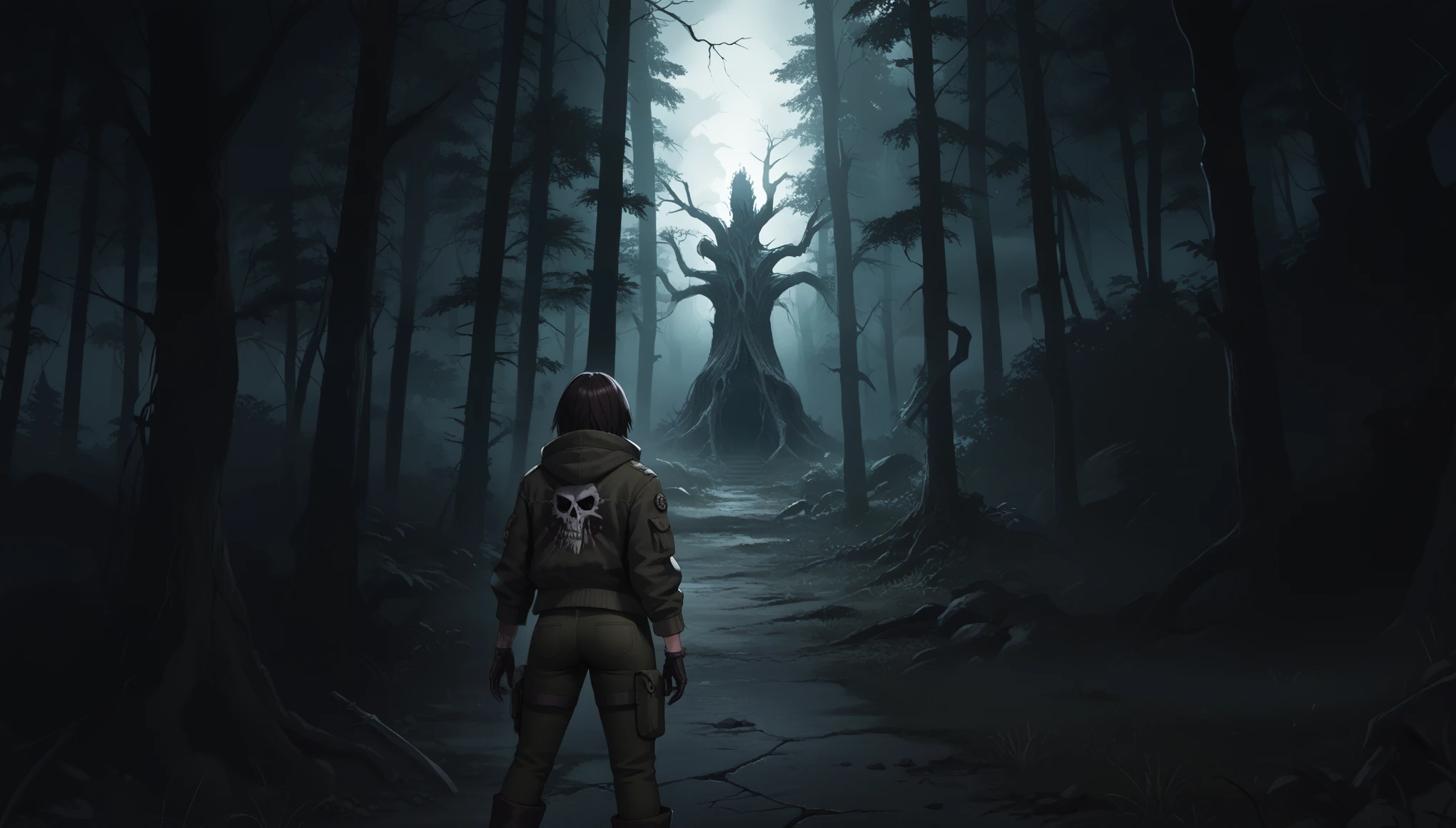 (zPDXL2), (PonyXLV6_Scores), source_anime, asymmetric image, BREAK

S.T.A.L.K.E.R., "Reaper's Forest", anomaly zone, distorted trees, eerie fog, deep mist, colored shadows, dark, ominous, mysterious creatures, hallucinations, nightmares, twisted landscape, physical mutations, impossible geometry, sense of dread, stalker character, jacket, cargo pants, high boots, gloves, broken road, cracked asphalt, grim forest, detailed foreground, detailed background