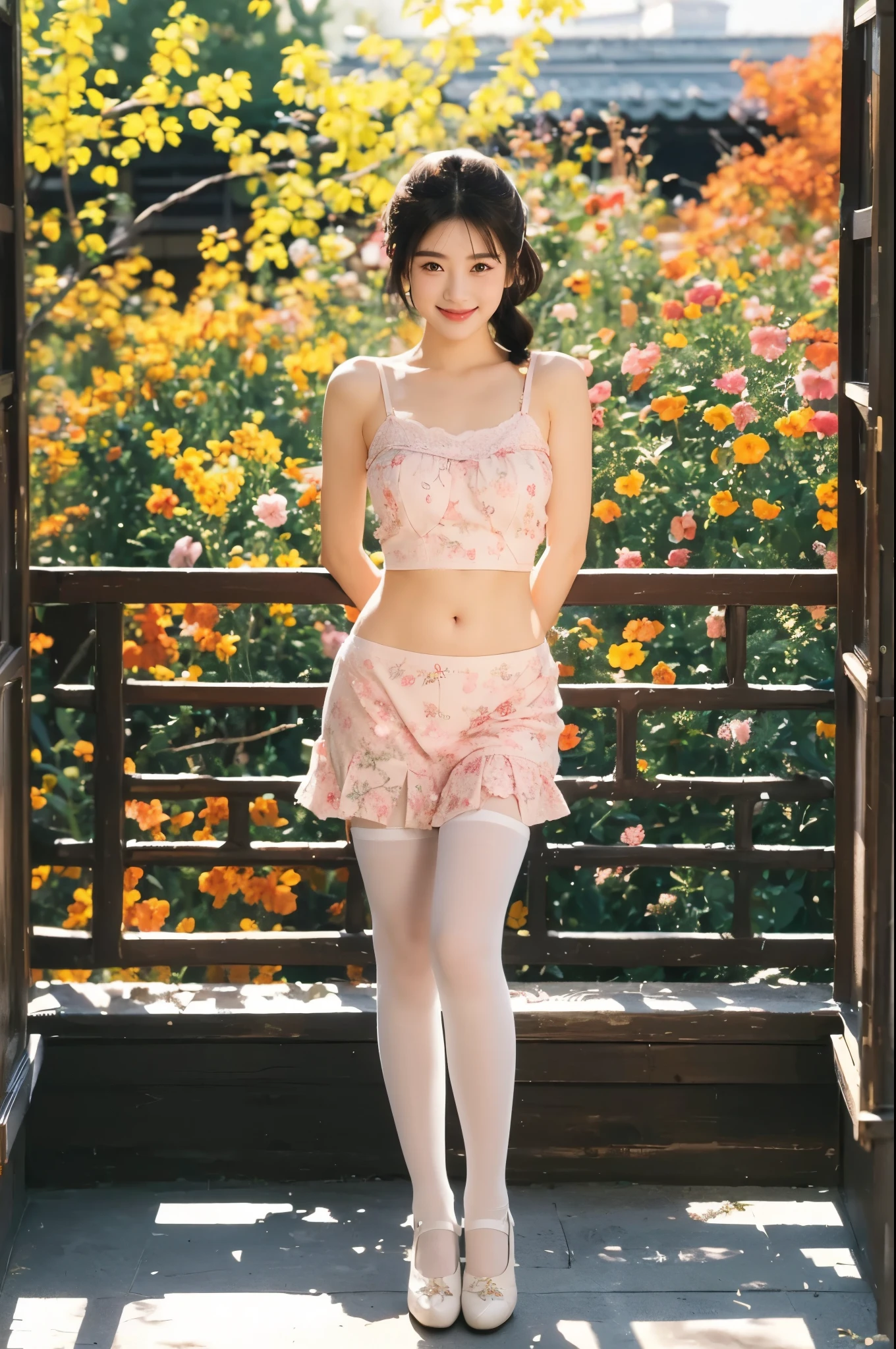 Tall and slender beauty、Pink Lingerie、 outside、Japanese Beauty、Orange Lingerie