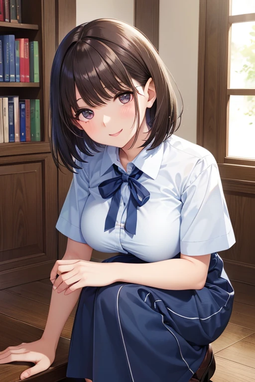 (masterpiece:1.2, highest quality), (Realistic, photoRealistic:1.4), Beautiful illustrations, 
View Viewer, whole body, Front view:0.6, 
1 girl, Japanese, high School girl, (short hair:1.5), Hair fluttering, bangs, Hair between the eyes, Big Breasts:0.8, 
Beautiful Hair, Beautiful Face, Beautiful fine details, Beautiful clavicle, Beautiful body, Beautiful breasts, Beautiful thighs, Beautiful feet, Beautiful fingers, 
 School, classroom, Schoolの校庭, ((Schoolの通学路:1.4))
((Collared short-sleeved shirt, White shirt, , Grey plaid pleated skirt, Blue checked bow tie))