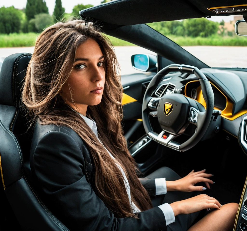 beautiful girl dressed casually with style, driving a luxury car on the streets of Monaco