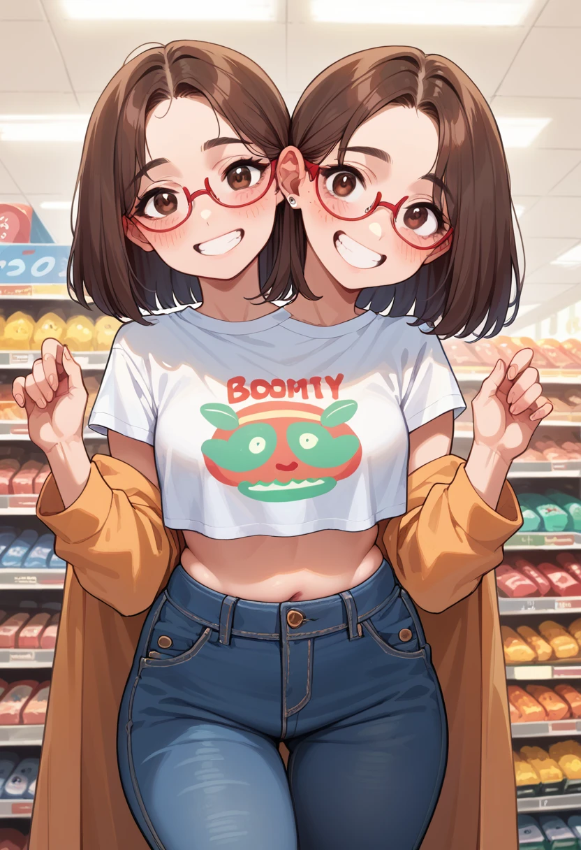 Heavy smoker woman、Brown Hair、Glasses、Illustrator