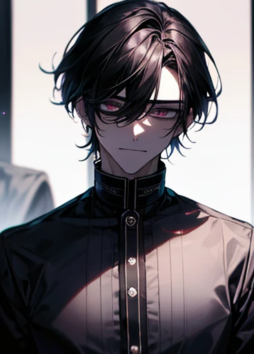 Private Server、{room}、dark、dark、{craziness}、 good-looking guy with empty eyes、Long Bangs、Unshaven、{Yandere}、Twisted Smile、{male}、High image quality、{anger}、Empty face、A firm eye、Above the upper body、