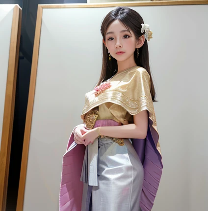 (Highest quality:1.5)、(masterpiece:1.5)、(8k:1.5)、((Elementary school student appearance:1.7))、(Flat Chest)、(arabic dancer costume:1.5)、Braid、Angle from below、smile、(The background is the hotel:1.7)、whole body、Hotel Bed、(2 people:1.5)