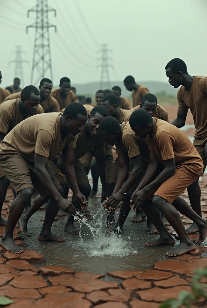 Black children in the mud