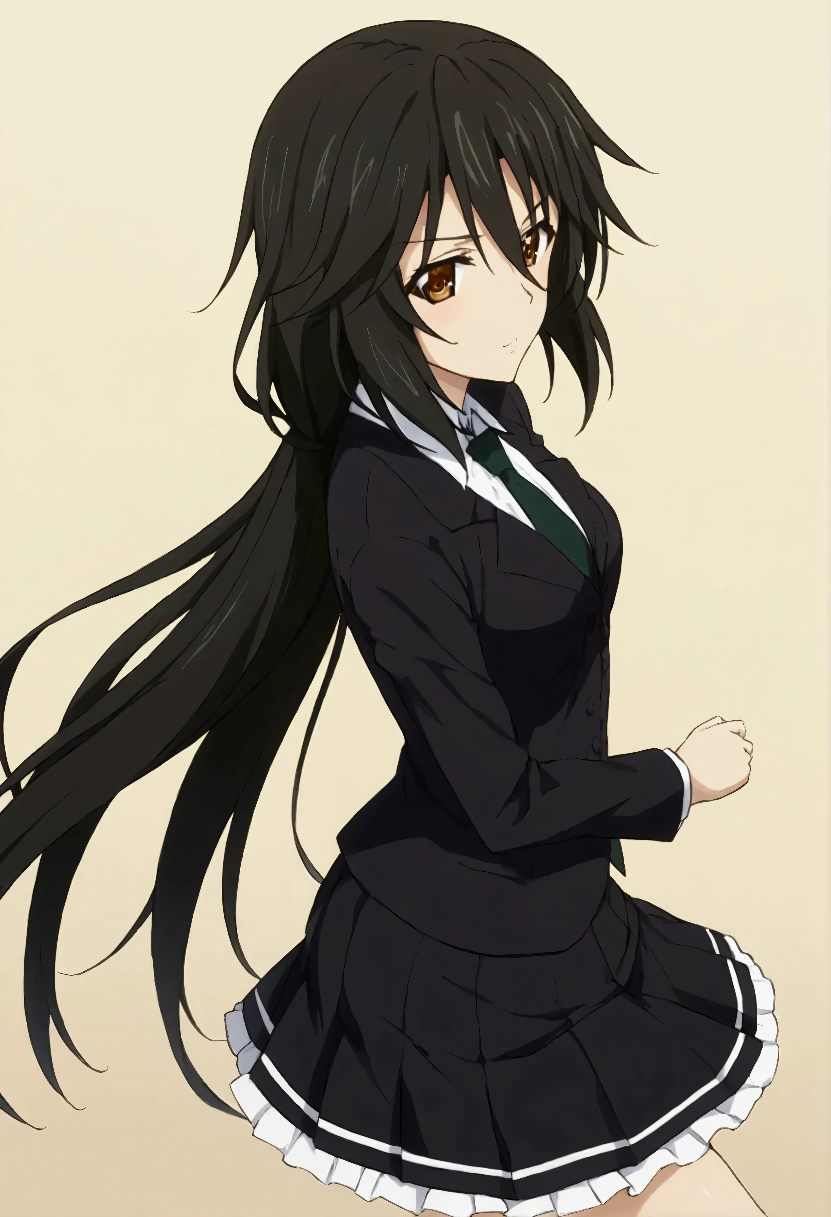 NSFW,masterpiece,Best Quality,High resolution,Very detailed,Chifuyu Orimaru\(Infinite Stratos\),Long Hair、bangs、Black Hair、Hair between the eyes、 Brown Eyes ,skirt、shirt、Long sleeve、jacket、白いshirt、tie、黒のskirt、黒のjacket、formal、suit、黒のtie、ペンシルskirt、skirtsuit