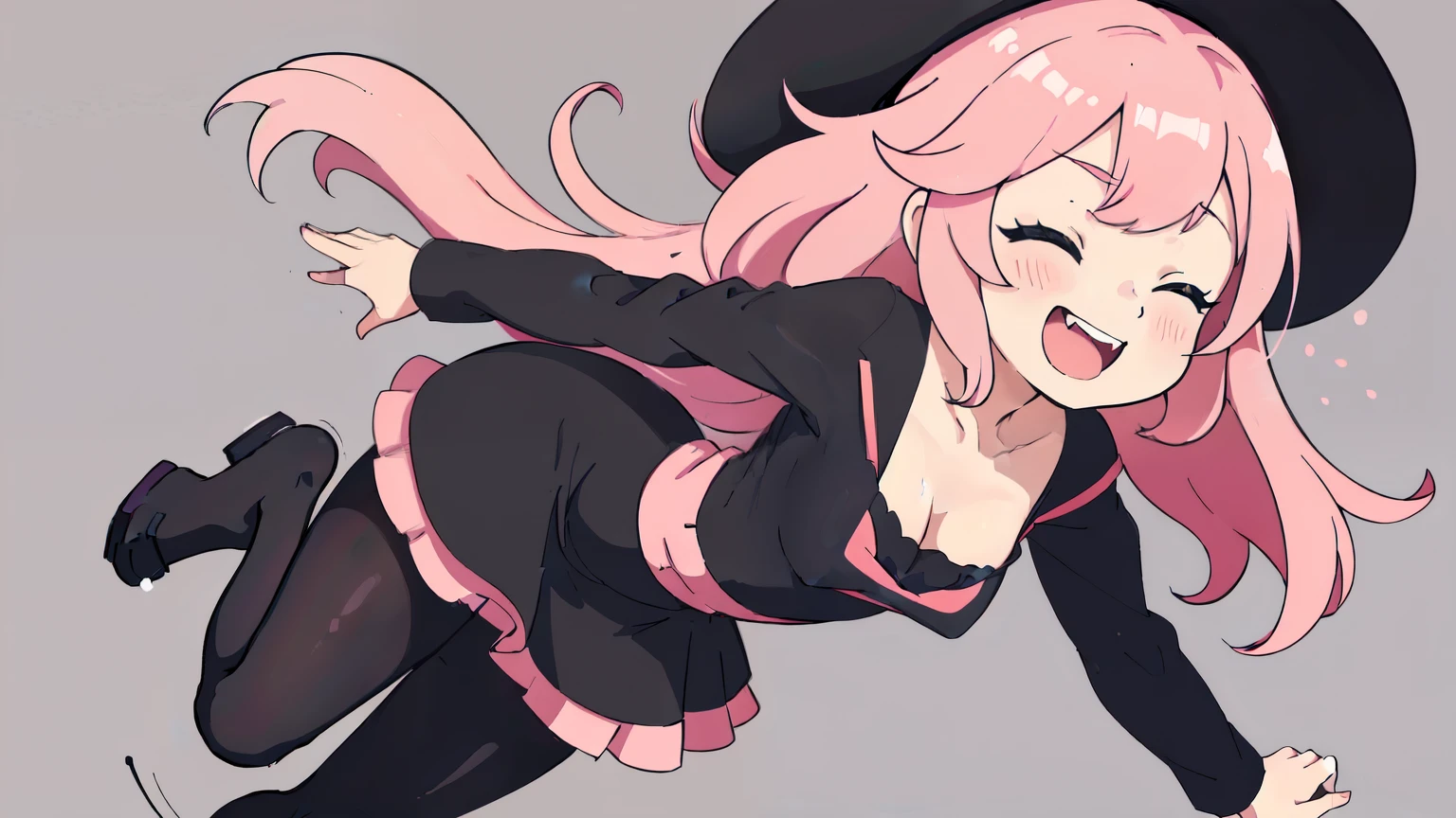 Stickers of free fire man with pink rabbit ears, black turtleneck and dark purple pants