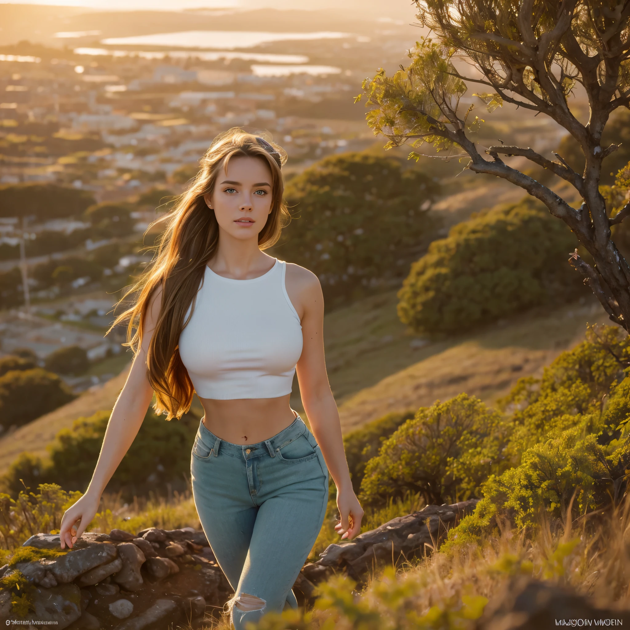arafed woman standing on a cliff overlooking a canyon, girl walking in a canyon, sexy girl wearing shorts, girl standing on cliff, on a cliff, flowy hair standing on a rock, wearing denim short shorts, top of a canyon, photo of slim girl model, beautiful body and face, bra and shorts streetwear, girl standing on mountain, perfect body and face