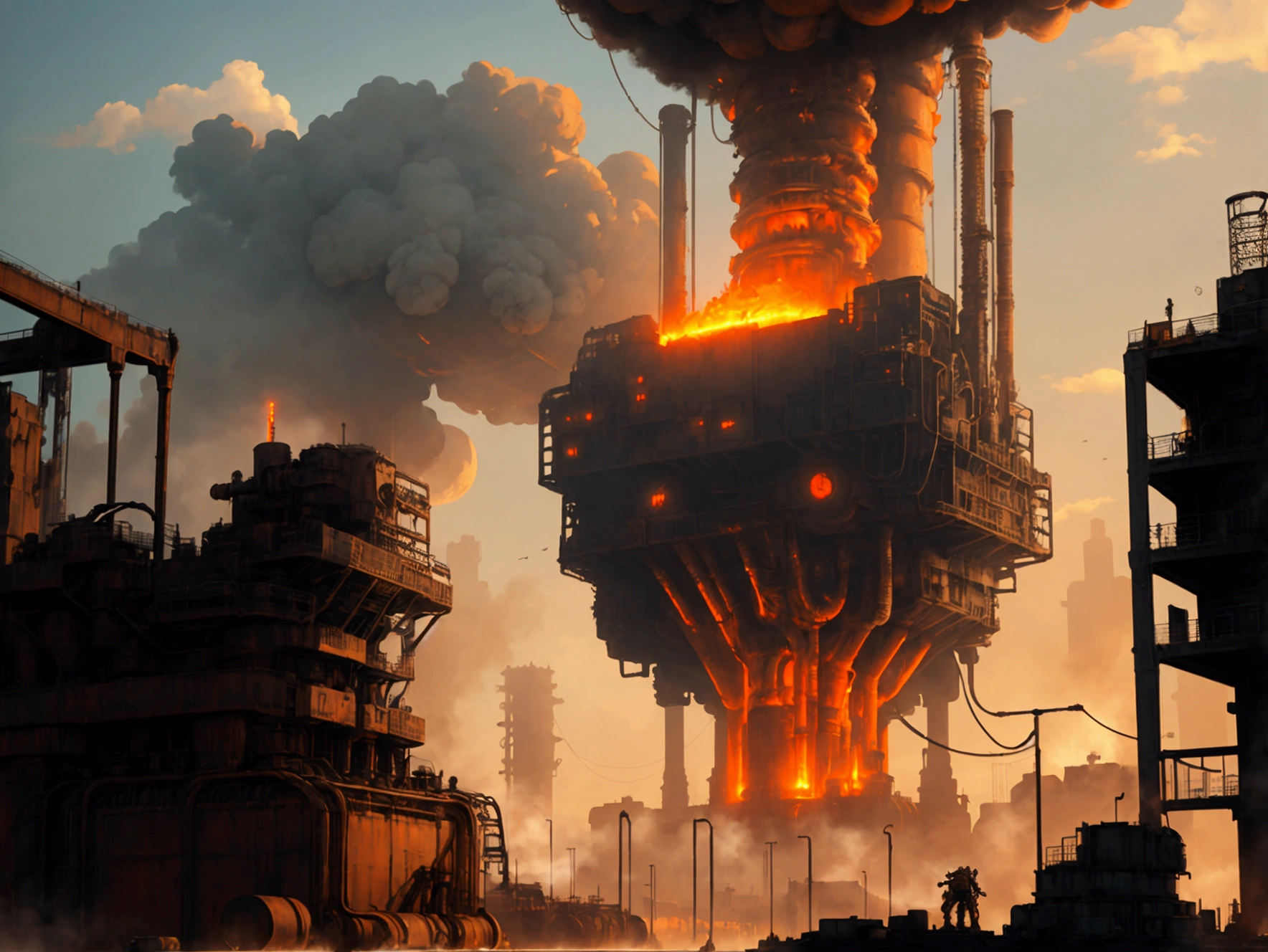 <lora:dieselpunkai8:1>, dieselpunkai, dieselpunk capital, mad architecture toxic ww1