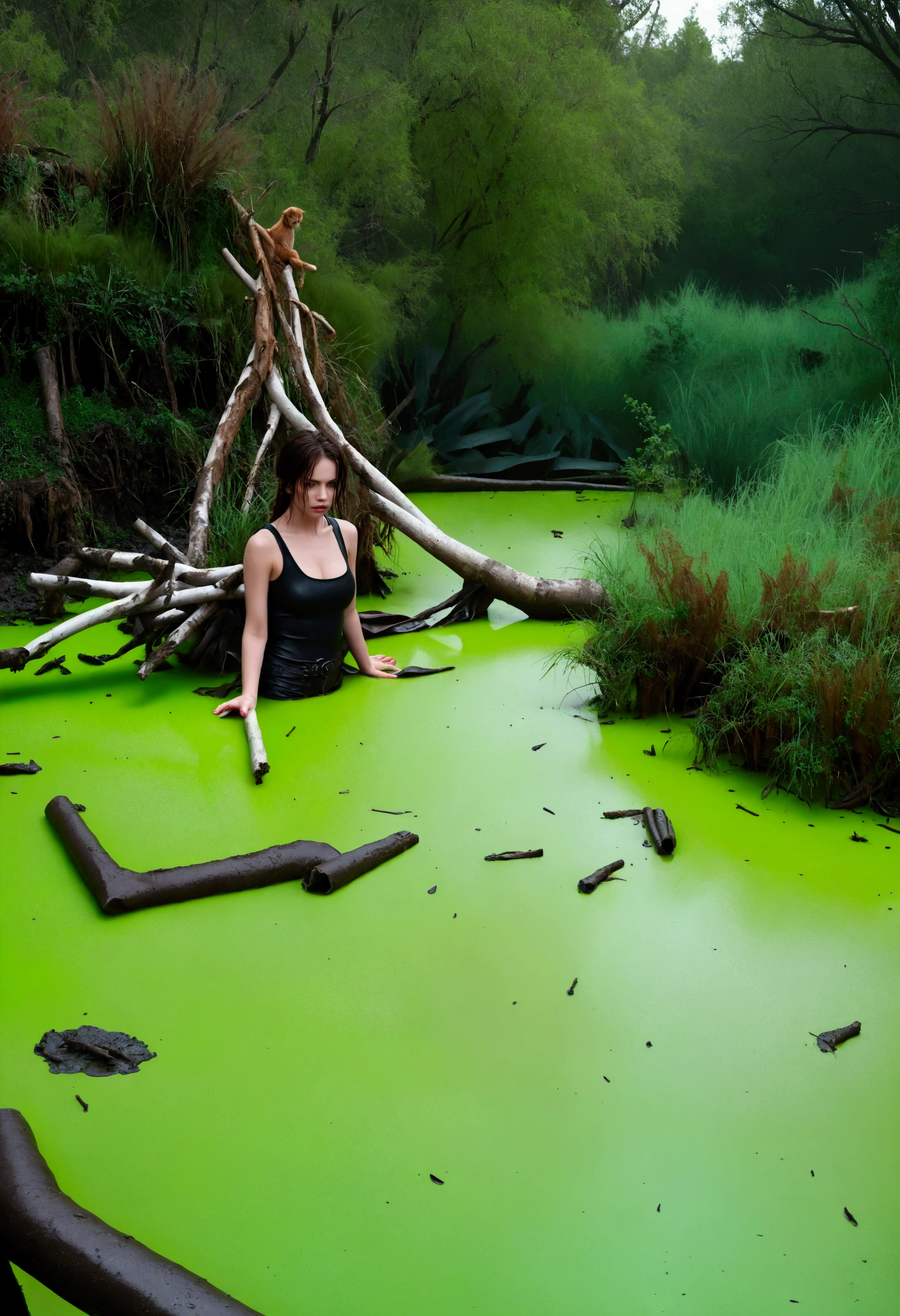 <lora:sdxl-dildo-v02-e93:0.75> sexy swamp witch sitting in fetid water, riding dildo, wooden sexl_dildo, realistic clitoris, spread pussy, vaginal object insertion, rancid swamp in haunted forest, cursed flowers, dramatic lighting, cinematic, sensual, 8k, studio lighting, sharp focus, RAW color
