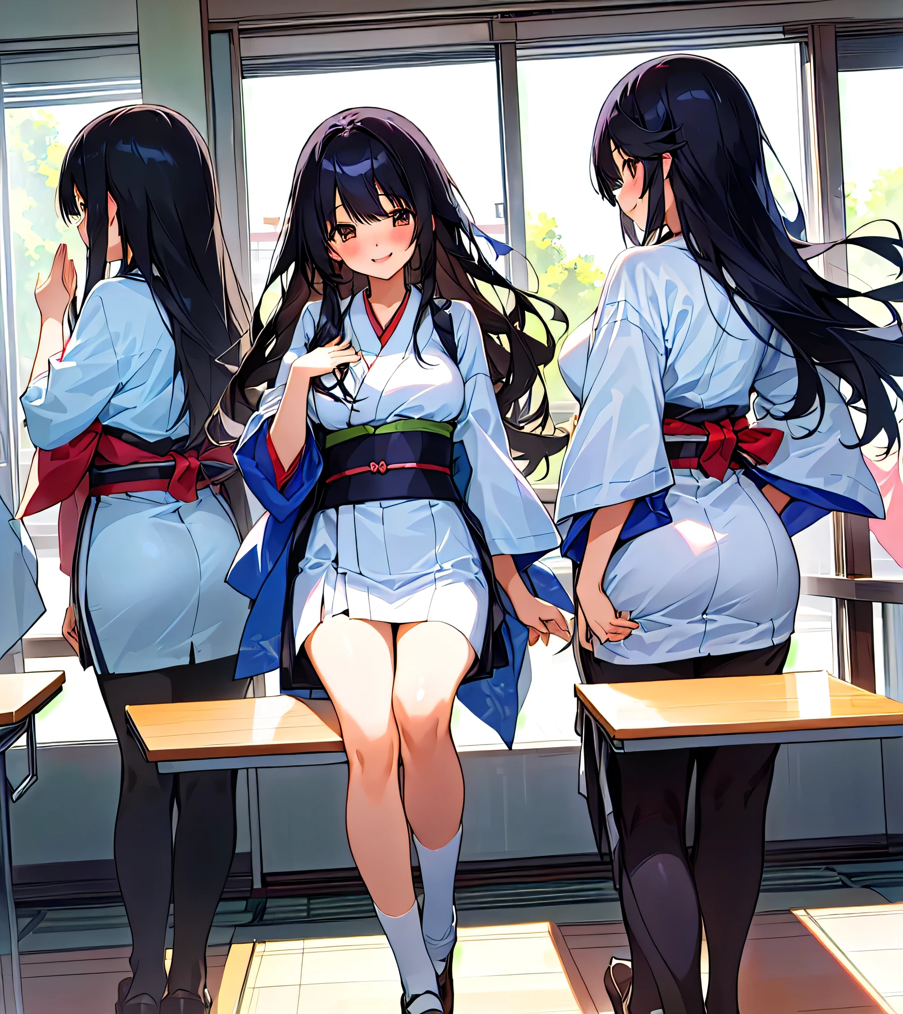 (highest quality,4K,8k,High resolution,masterpiece:1.2),Very detailed, fantasy art:1.5, various color, vivid color, BREAK 5 High School Girls:2.0, skirt,Plaid, Pleats, perfect female body,Big Ass, tall, various hair, loafers, From behind, one hand, Perfect Fingers:1.3, Perfect hands:1.3, Short sleeve, purple panties:1.5,See-through:1.8, Rear View, Bright staircase