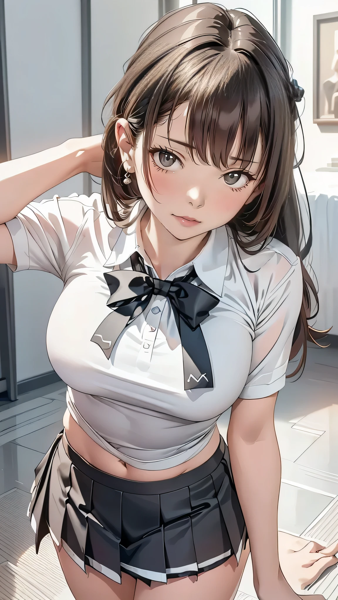 (high school girl uniform),(random porn pose),(Thin type:1.8),(big breasts),(random hairstyle),(Highest image quality,(8k),ultra-realistic,best quality, high quality, high definition, high quality texture,high detail,beautiful detailed,fine detailed,extremely detailed cg,detailed texture,a realistic representation of the face,masterpiece,Sense of presence)