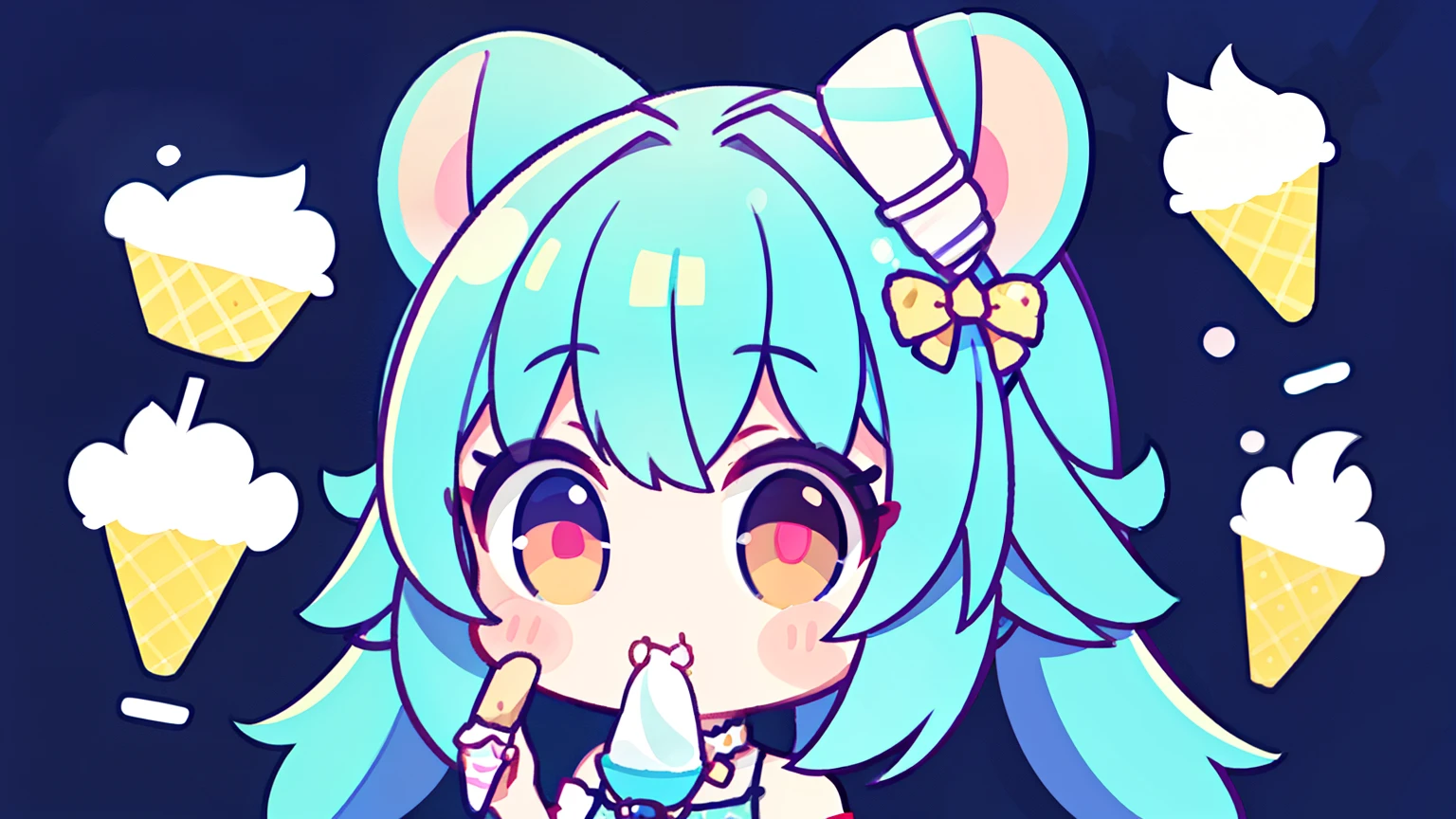 focus face , rabbit girl , round face , moist round eyes , (Double teeth:1.2) , innocent smile , glossy lips , (open mouth wide) , (show off uvula:1.2) , (dripping melted vanilla ice cream on face:1.2) , licking ice cream , grab ice cream