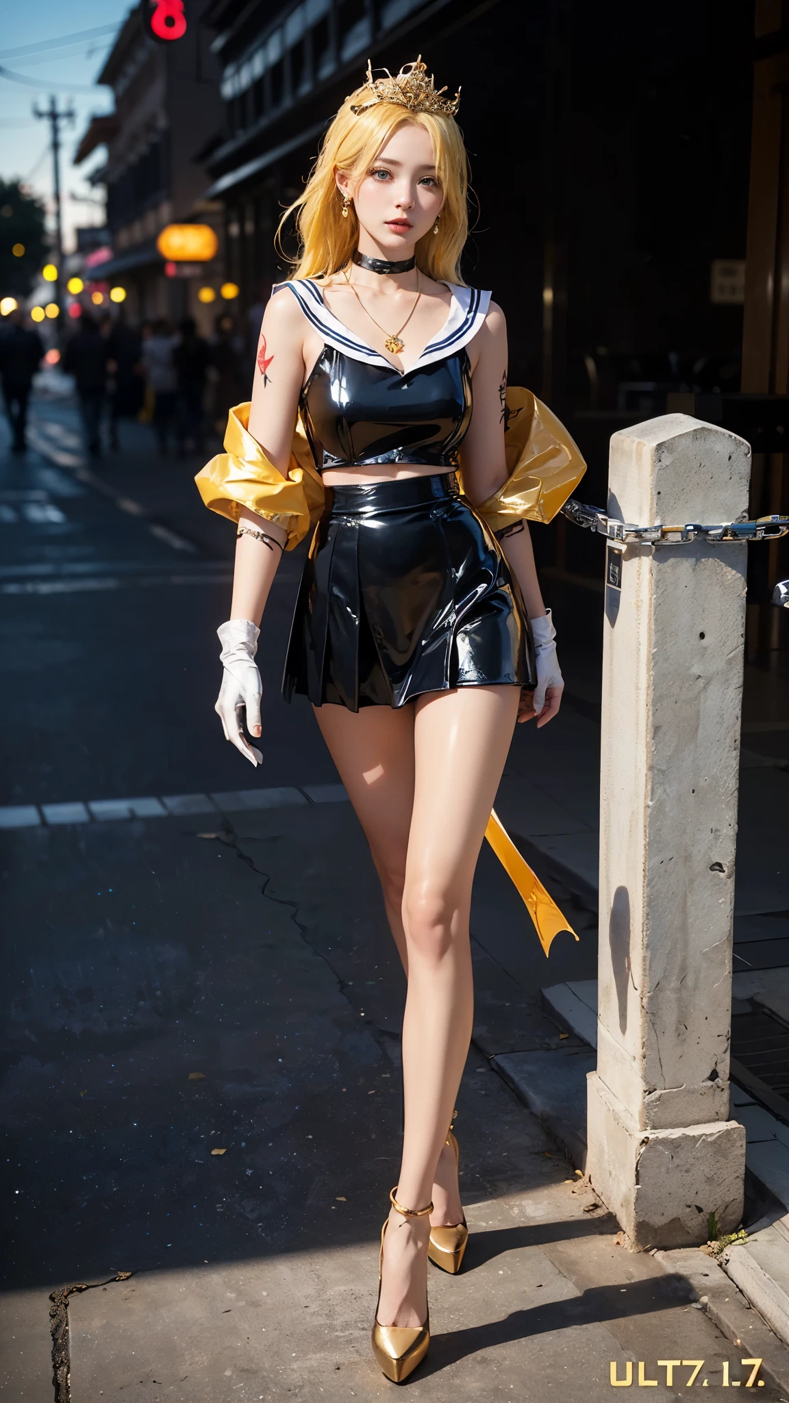 (((Jump high)))、sideways Facing、(((Full body focus)))、(((Black Bunny Girl Hair Band)))、(((twintails hairstyle)))、(((Hair that flutters in the wind)))、Photorealsitic、超A high resolution、Convoluted、ultra-detailliert、(dent in the skin)、Cute、Feminine、Detailed body、Medium chest、(A detailed face: 1.1)、(Outline of the iris)、(Hydrocore Lens)、(perfect  eyes)、8K、16k、realisitic、Beautiful fece、(​masterpiece: 1.2)、(top-quality:1.2)、wide-hips、slenderbody、Black theme、Optimal ratio of 4 fingers to 1 thumb、actionpose、((Enamel Knee High Boots))、((Enamel Long Gloves)) 、(((maikurobikini)))、(((Bunny girl collar and black bow tie)))、(((Accurately depict limbs))))、NSFW、(((Large sunflower field at sunset)))、(((Contre-Jour)))