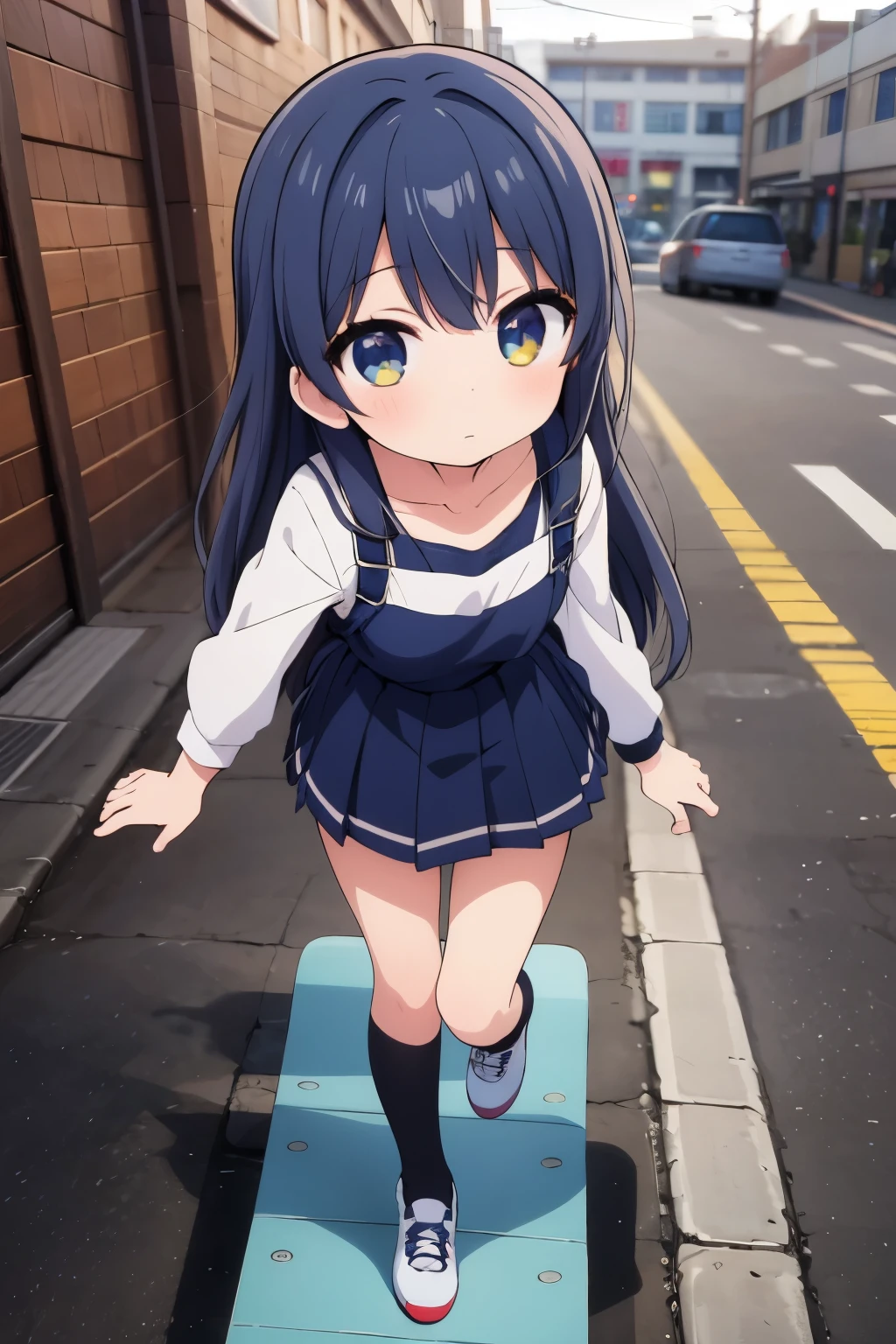 anime girl on a skateboard doing a trick on a ramp, anime style 4 k, anime visual of a cute girl, anime moe artstyle, high quality anime artstyle, splash art anime ****, rin, the anime girl is running, anime artstyle, by Ei-Q, anime style. 8k, high quality fanart, anime wallaper
