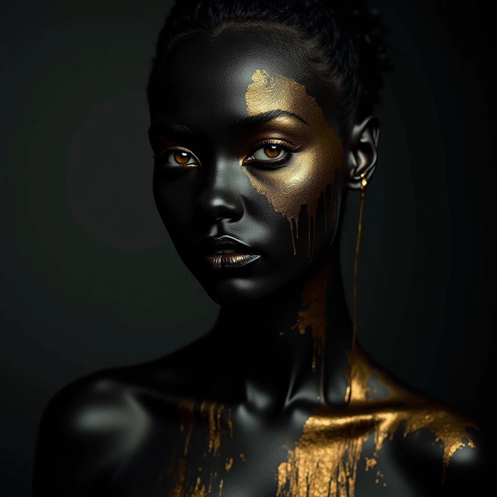 Interpretation of the human female form, Beautiful glowing skin, long, Black flowing hair, Modern visual concept art, Inspired by Enoch Boles, John Simmons, ArtGerm, Trending on ArtStation, intricate detailes, 4k 3D concept art, High resolution, masutepiece,Nipples in bright colors ,