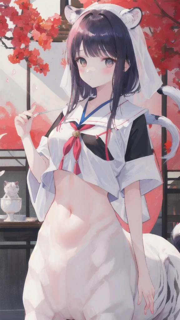 anime styled。illustratio。Fantasia。White feathers。girl with。lipsticks。eye glass。is in estrus。undergarment。Background with scattered flowers。Colossal tits。pubick hair。teats。a miniskirt。Shy。Turning around and sticking out your butt。