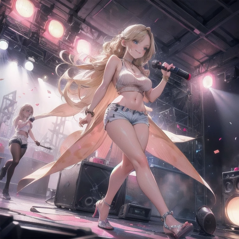 Ultra HD、Ultra high definition、Noise Reduction、perfection、Image quality adjustment、balance、live house、stage、Four Girls、band、bandリ、girlsBAND、White Berry、guitar、base、vocal、Drums、Camel Toe、Giant tit、Nipple Puffs、Cleavage、Plump、Super big breasts、Super big butt、Bubble butt、Spotlight