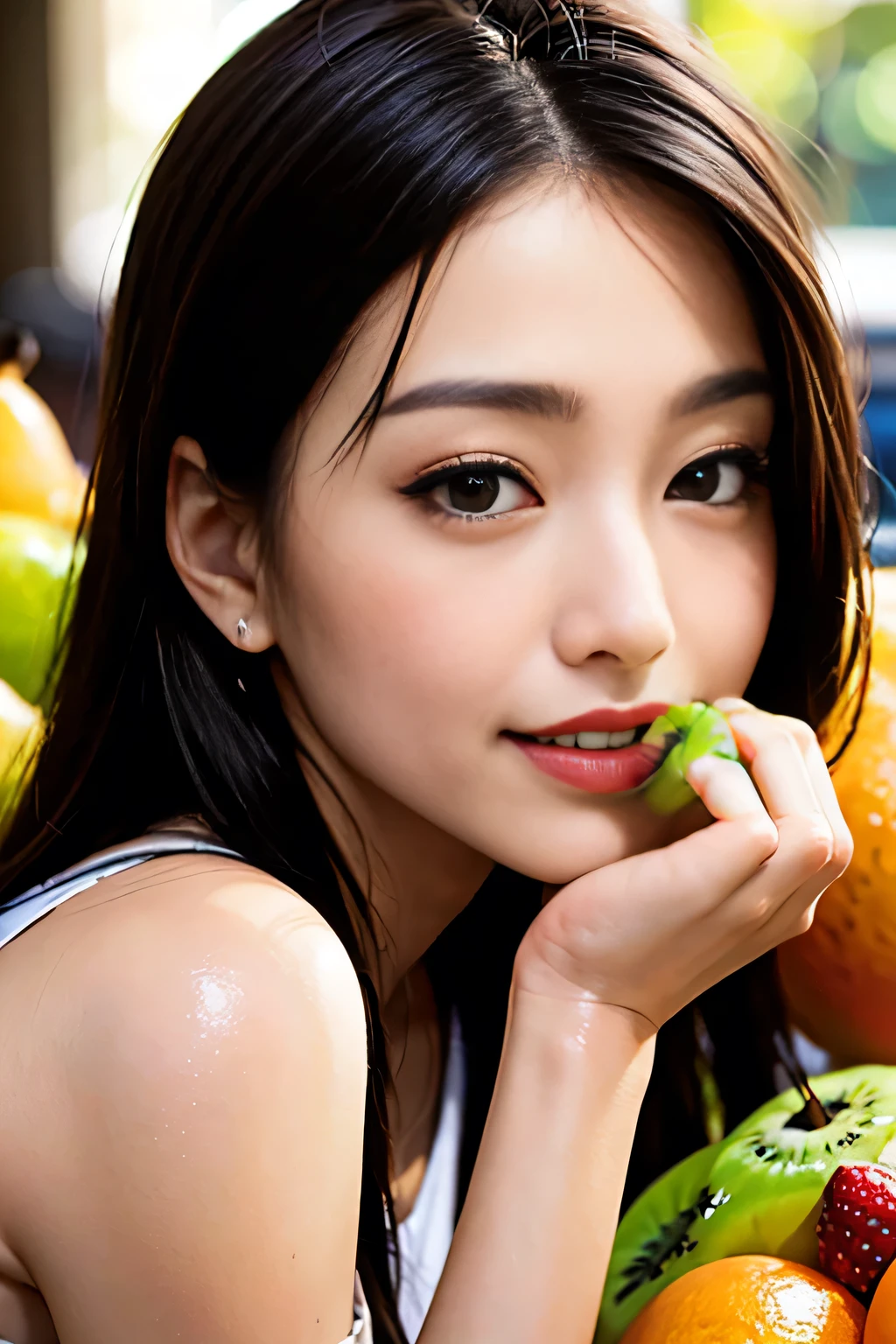 (RAW photo :1.2), (Fidelity :1.4), (pink background), lively Asian boy, banana in hand, posing at screen smiling, very detailed eyes and face, huge file size, Super Detailed, High resolution, Very Detailed, best quality, Masterpiece, 8k, Amazing, fine detail, soft lighting, (in back)