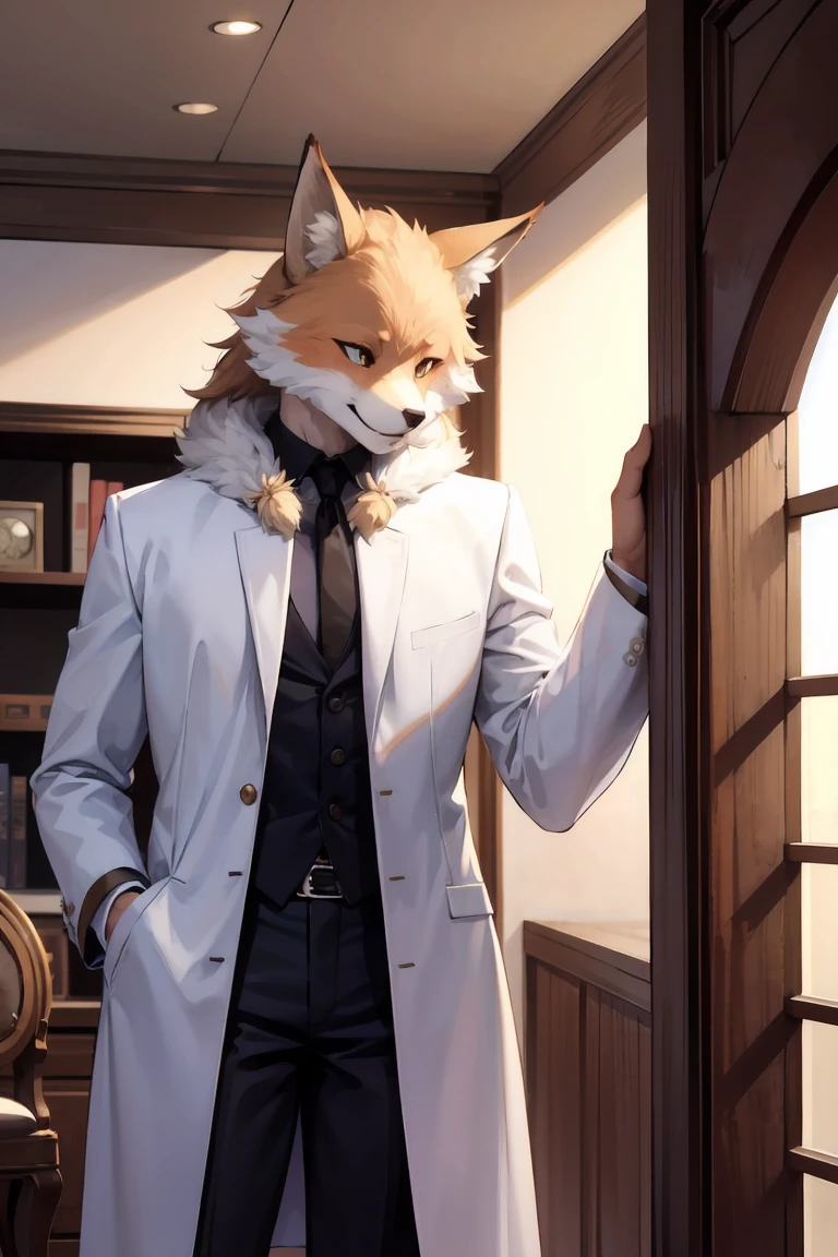 masterpiece,best quality ,Furry ,Cute Fox Handsome Men , Polite clothes