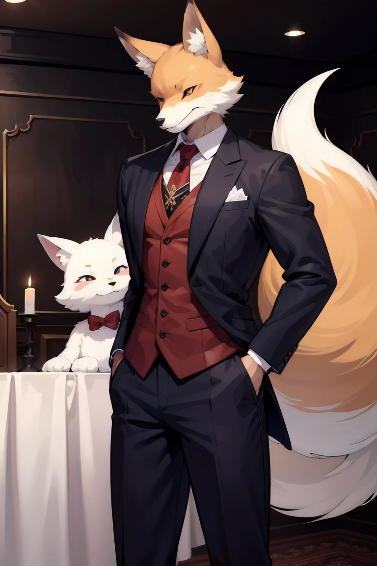 masterpiece,best quality ,Furry ,Cute Fox Handsome Men , Polite clothes