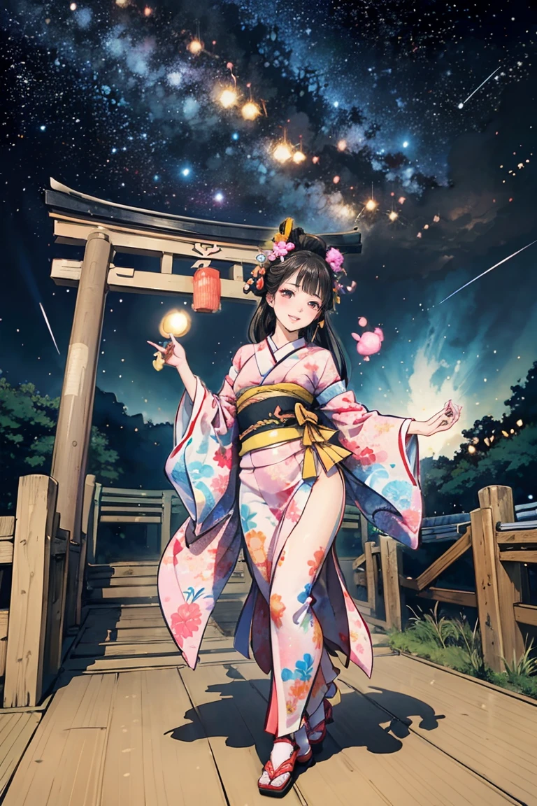 High resolution, highest quality,Hakata yukata、Yukata taken half、Lying Girl、Embarrassing、Deserted park at night、