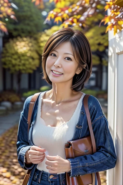 NSFW:1.5,((highest quality、8K resolution、master masterpiece、portrait:1.3)), Photoreal, 35mm film, 1 Japanese female, Upper body、on the street during the day, wrinkles around the eyes、plump body、cleavage、short bob cut、smile,((bra_panties:1.3)) , (outdoor:city street 1.3), jumbled background,look at the audience,Tokyo cityscape:1.3