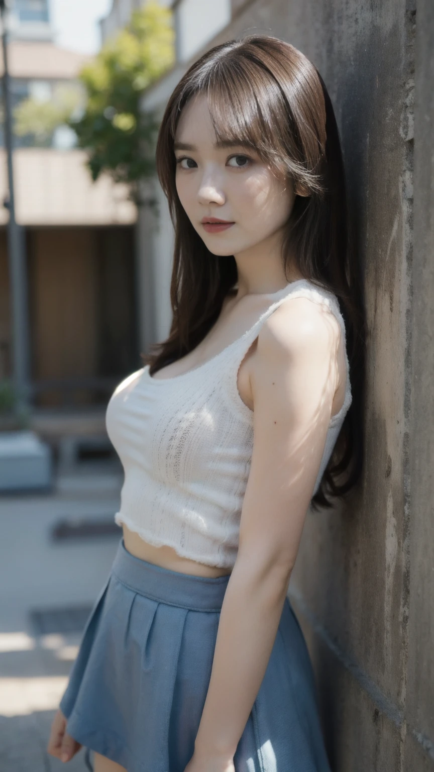 The cutest gravure idol pose in the world、Perfect proportions、Large Breasts, valley, cute、((18-year-old female:1.2))、Young and adorable Japanese face,Official Art,Highly detailed CG Unity 8k wallpaper,(masterpiece:1.0),(highest quality:1.0), 超A high resolution,4k,Very detailed, photo shoot, 8K, nffsw, High resolution, Kodak Portrait 400, Film Grain, Lens Flare Glow,高いest quality,8K,nffsw:1.2),Portrait Shot,8K、Show your side、Raise your arms high in the air and cheer。Maid clotheini skirt、