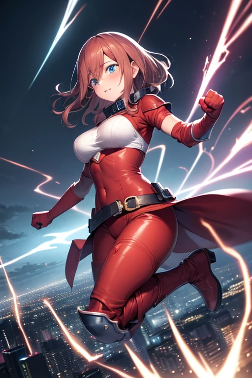 (masterpiece, best quality:1.1),
(ultra highres, ultra-detailed:1.2) ,Fictional anime cover art,title is"Carolina Reaper Girls",The hero in red,dynamic pose,(Glitter:1.5) ,