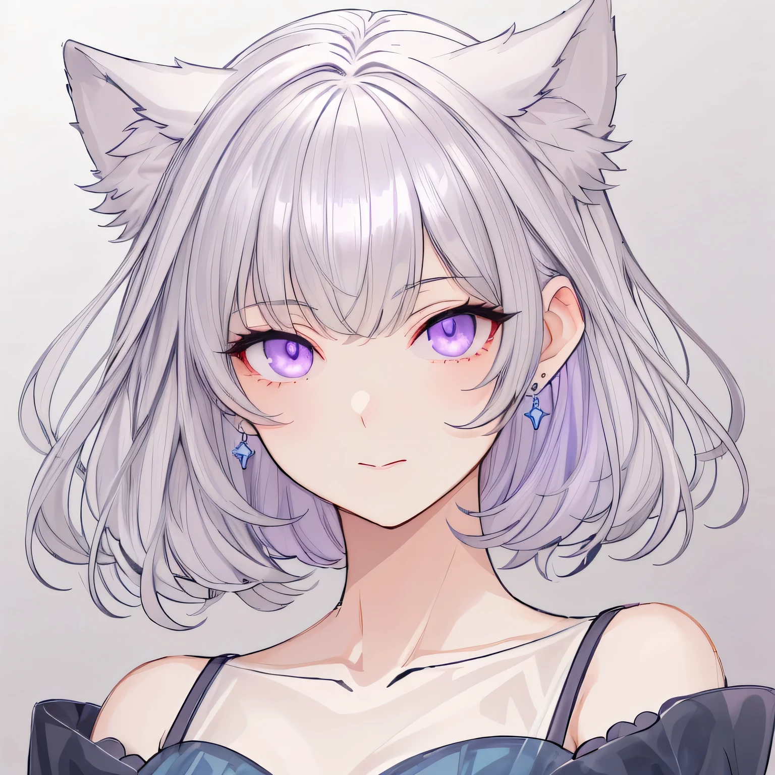 anime girl with cat ears and purple eyes in black dress, cute anime catgirl, anime catgirl, white cat girl, beautiful anime catgirl, neferpitou, anime girl with cat ears, catgirl, cat girl, attractive cat girl, very beautiful anime cat girl, nyaruko-san, anime cat, anime moe artstyle, wolf ears