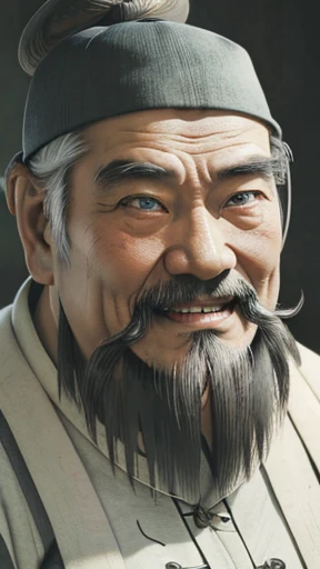 Oriental、An old man in a simple ancient Chinese costume、Best Quality、masterpiece、Ultra-high resolution、(Realistic:1.4)、Game Poster、Three Kingdoms