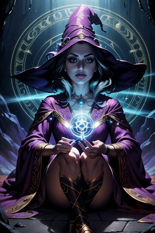 A powerful spell that creates a magical protective barrier., A woman who uses green magic to summon a magical shield is perfect for a fantasy world..