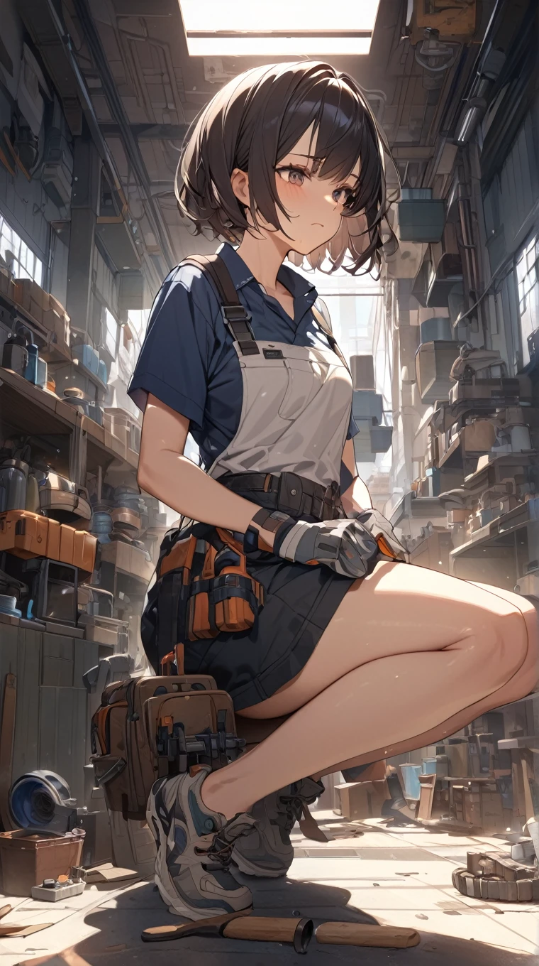 Girl naked and restrained by a machine