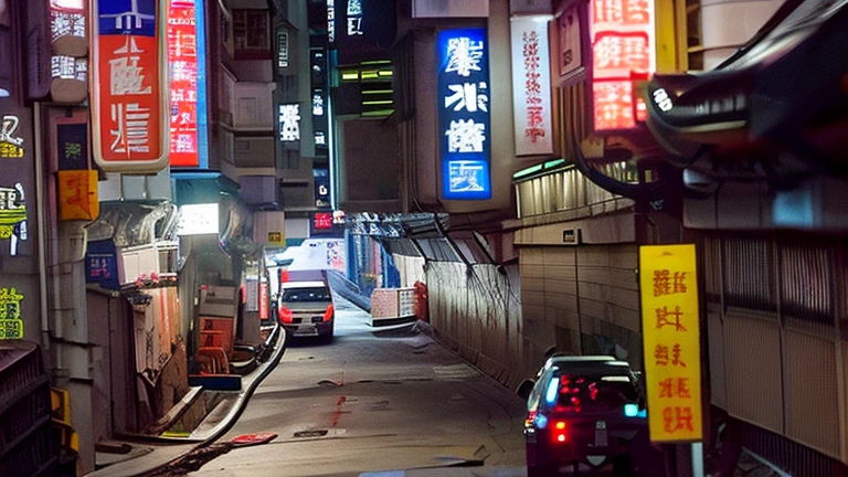 future, cyberpunk, hong kong, kowloon walled city, underground, streets, dark, night, dirty