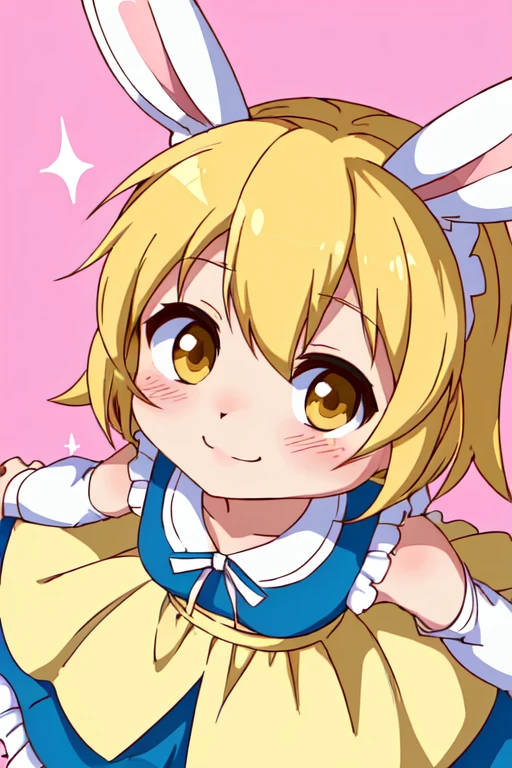 a close up of a cartoon bunny girl in a dress,  in dress, original chibi bunny girl, , bunny girl, lolilash art anime loli, fe furry mini cute style, small loli girl, a girl named lucy, rin, kagamine rin, inspired by Kanbun Master, from touhou, anime moe artstyle female furry sara rabbit ben 10 alien force style 